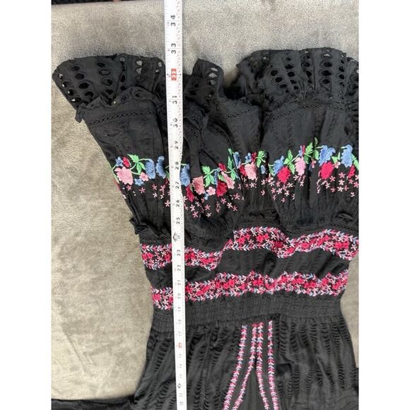 MISA Los Angeles Manuela Black Embroidered Cotton Mini Dress Small - Picture 11 of 14